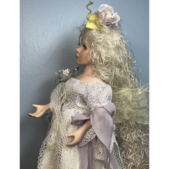 Vtg Show-stoppers Porcelain Fairy Lamp Collector Wings Roses Woodland - 16” Tall - Picture 10 of 13